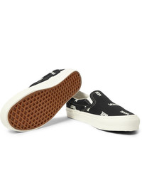Sneakers senza lacci di tela stampate nere e bianche di Vans