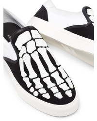 Sneakers senza lacci di tela stampate nere e bianche di Amiri