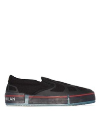 Sneakers senza lacci di tela stampate nere di Marcelo Burlon County of Milan