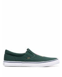 Sneakers senza lacci di tela verde scuro di Polo Ralph Lauren