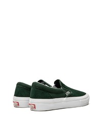Sneakers senza lacci di tela verde scuro di Vans