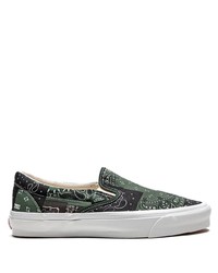 Sneakers senza lacci di tela verde scuro di Vans