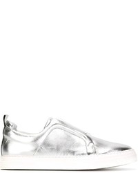 Sneakers senza lacci in pelle argento di Pierre Hardy