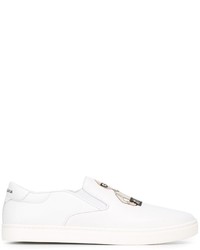 Sneakers senza lacci in pelle bianche di Dolce & Gabbana