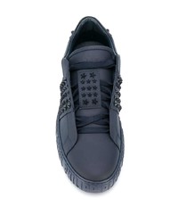 Sneakers senza lacci in pelle con borchie blu scuro di Philipp Plein