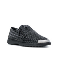 Sneakers senza lacci in pelle con borchie nere di Giuseppe Zanotti Design