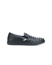 Sneakers senza lacci in pelle con borchie nere di Jimmy Choo