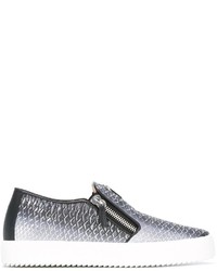 Sneakers senza lacci in pelle con stampa serpente grigio scuro di Giuseppe Zanotti Design