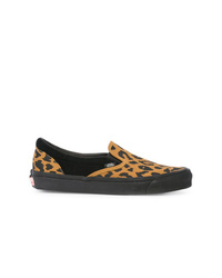 Sneakers senza lacci in pelle leopardate nere di Vans