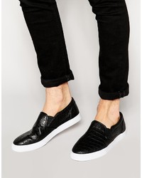 Sneakers senza lacci in pelle nere di Asos