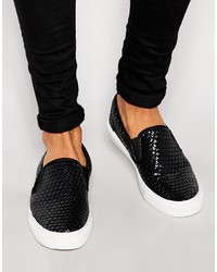 Sneakers senza lacci in pelle nere di Asos