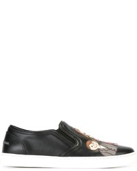 Sneakers senza lacci in pelle nere di Dolce & Gabbana