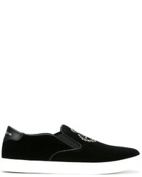 Sneakers senza lacci in pelle nere di Dolce & Gabbana