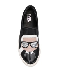 Sneakers senza lacci in pelle nere di Karl Lagerfeld