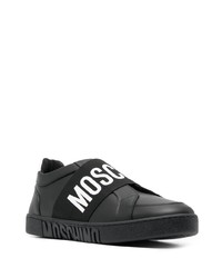 Sneakers senza lacci in pelle nere di Moschino
