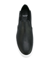 Sneakers senza lacci in pelle nere di Moncler
