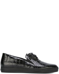 Sneakers senza lacci in pelle nere di Versace