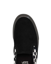 Sneakers senza lacci in pelle scamosciata a quadri nere di Vans
