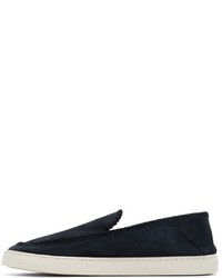 Sneakers senza lacci in pelle scamosciata blu scuro di Giorgio Armani