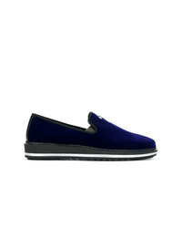 Sneakers senza lacci in pelle scamosciata blu scuro di Giuseppe Zanotti Design