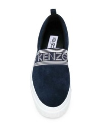 Sneakers senza lacci in pelle scamosciata blu scuro di Kenzo