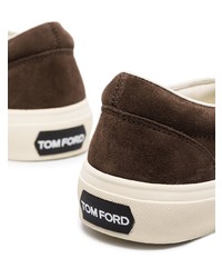 Sneakers senza lacci in pelle scamosciata marroni di Tom Ford