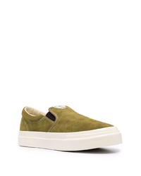 Sneakers senza lacci in pelle scamosciata verde oliva di Junya Watanabe MAN