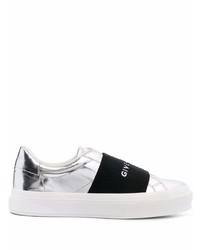 Sneakers senza lacci in pelle stampate argento di Givenchy