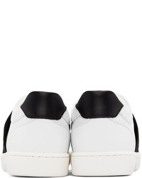 Sneakers senza lacci in pelle stampate bianche e nere di Moschino