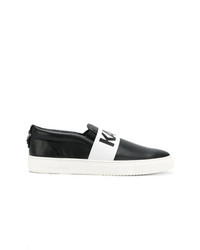 Sneakers senza lacci in pelle stampate nere e bianche di Karl Lagerfeld