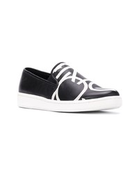 Sneakers senza lacci in pelle stampate nere e bianche di Calvin Klein 205W39nyc