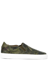 Sneakers senza lacci in pelle stampate verde oliva di Givenchy