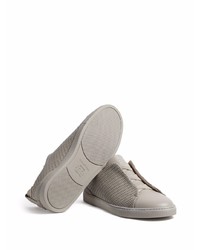 Sneakers senza lacci in pelle tessute grigie di Ermenegildo Zegna