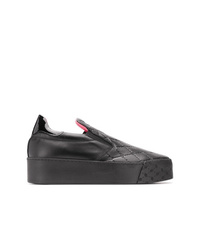 Sneakers senza lacci in pelle trapuntate nere di Blumarine