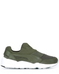 Sneakers senza lacci in pelle verde oliva di Stampd