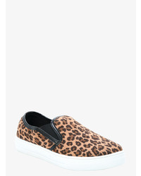 Sneakers senza lacci leopardate marrone chiaro