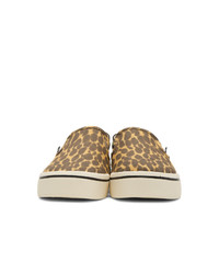 Sneakers senza lacci leopardate marrone chiaro di R13