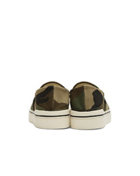 Sneakers senza lacci mimetiche verde oliva di R13
