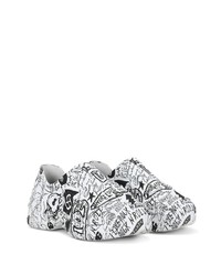 Sneakers senza lacci stampate bianche e nere di Dolce & Gabbana
