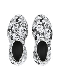 Sneakers senza lacci stampate bianche e nere di Dolce & Gabbana