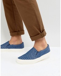 Sneakers senza lacci stampate blu di Asos