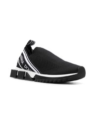 Sneakers senza lacci stampate nere e bianche di Dolce & Gabbana