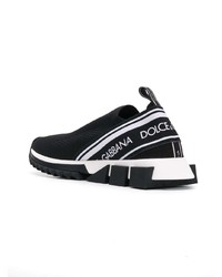 Sneakers senza lacci stampate nere e bianche di Dolce & Gabbana