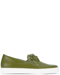 Sneakers senza lacci verde oliva di Versace