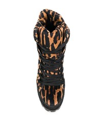 Stivaletti con zeppa di velluto leopardati marrone chiaro di Casadei