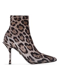 Stivaletti elasticizzati leopardati marroni di Dolce & Gabbana