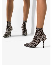 Stivaletti elasticizzati leopardati marroni di Dolce & Gabbana