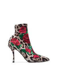 Stivaletti elasticizzati leopardati multicolori di Dolce & Gabbana