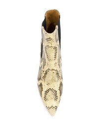 Stivaletti in pelle con stampa serpente gialli di Isabel Marant