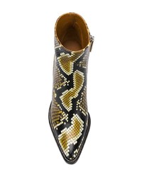 Stivaletti in pelle con stampa serpente gialli di Chloé